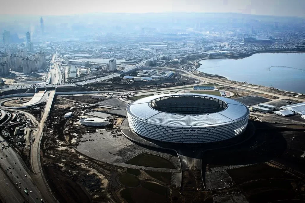 Estadio de Bakú, Azerbaiyán, vista aérea